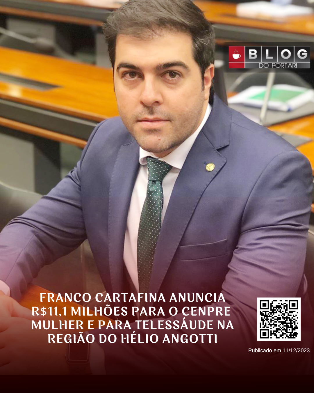 Emenda do deputado Franco Cartafina garante R$ 1 milhão para o